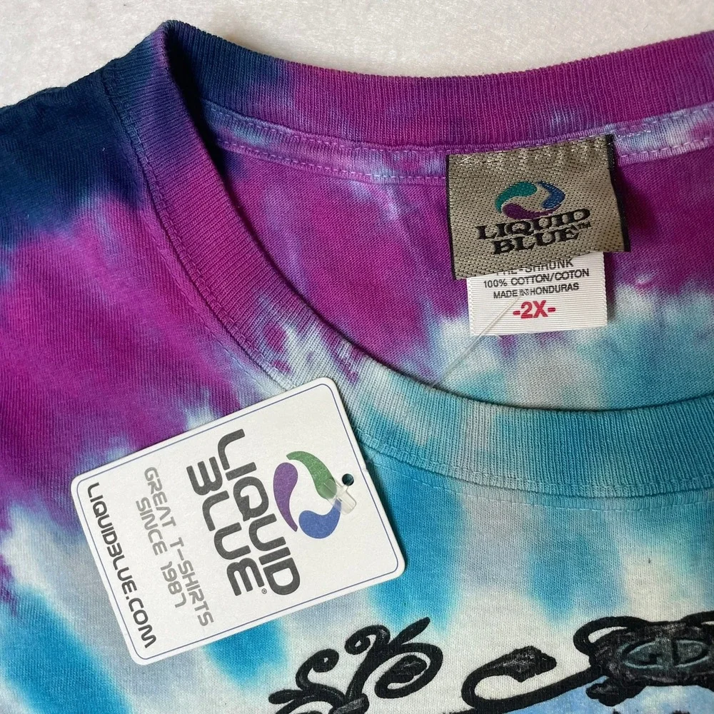 New! Liquid Blue Grateful Dead Skeleton Roses‎ Tie Dye T Shirt 2X - Picture 3 of 10